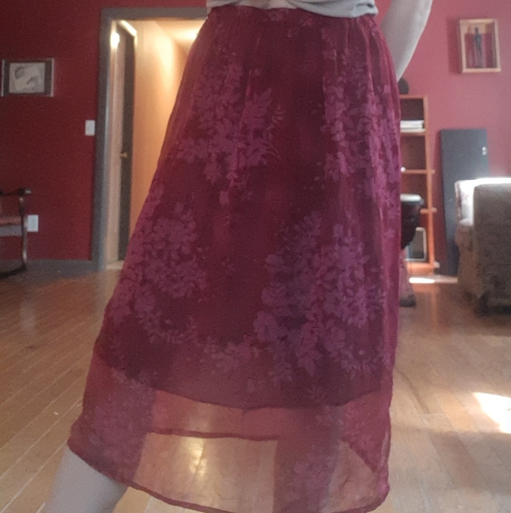 Vintage Burgundy/pink floral skirt